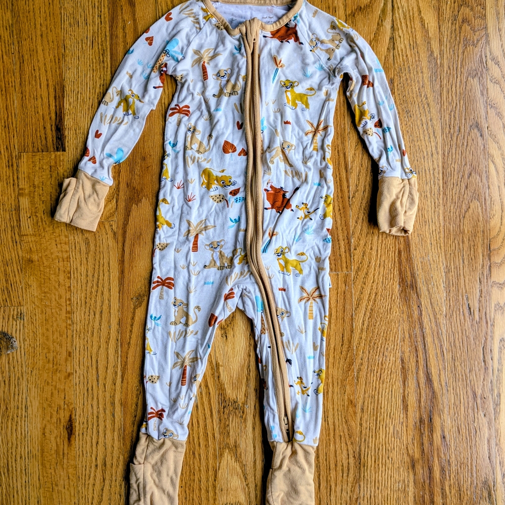 Little Sleepies White and Tan Animal Print Footie